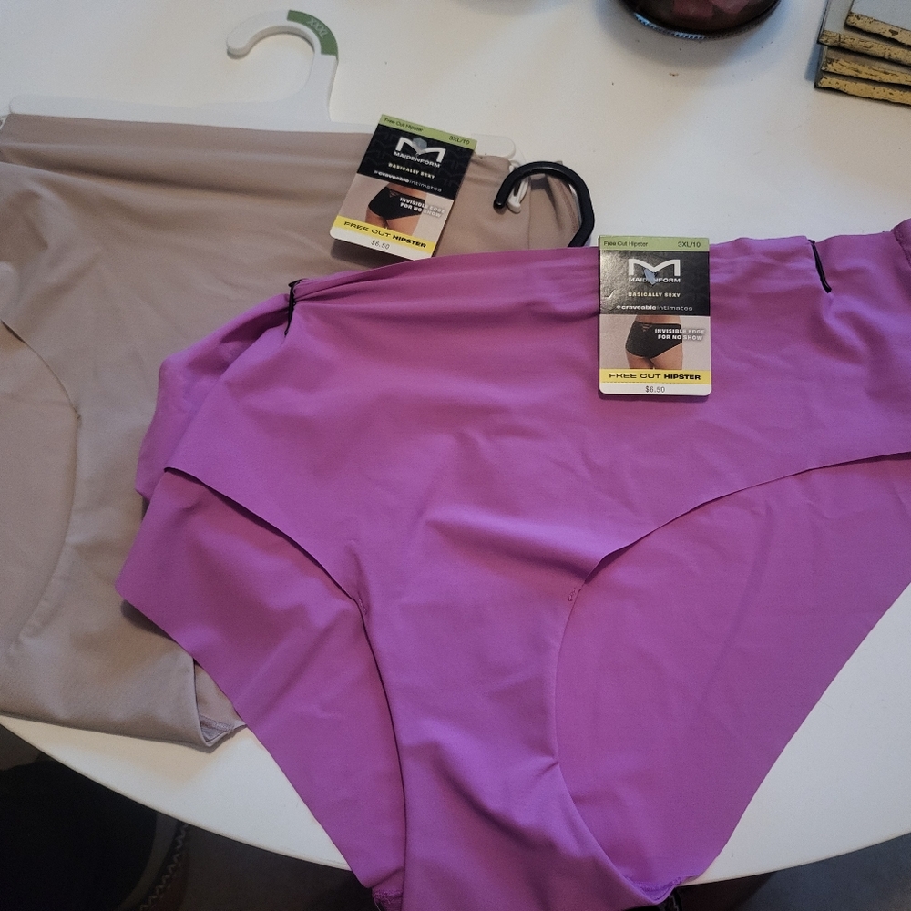 💲Maidenform Free Cut Hipster 2pk 3X/10 Nude Pink